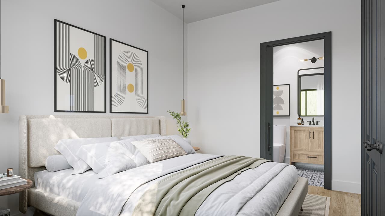 ADU Bedroom Interior 3D Rendering