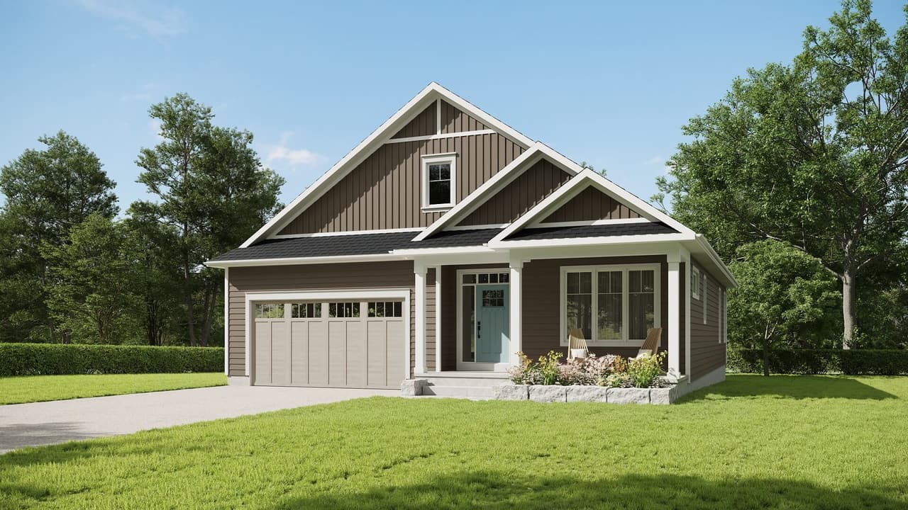 Energy-efficient Homes 3D Rendering: Compact Bungalow