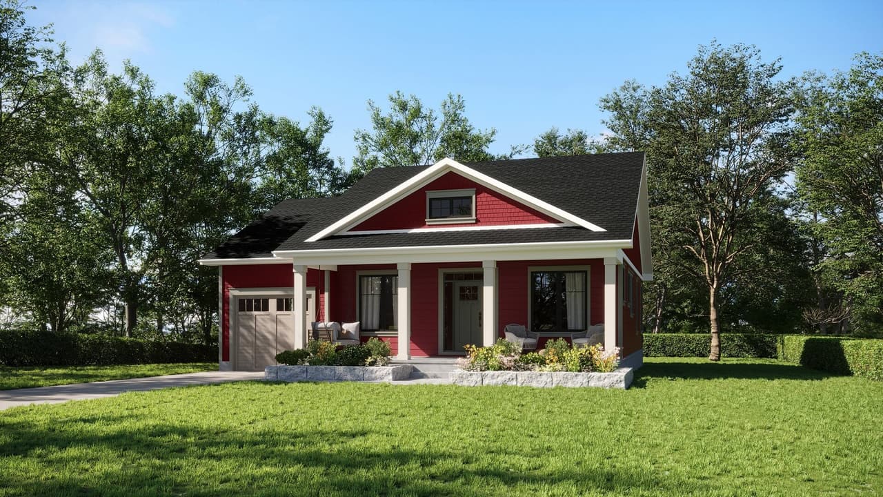 Energy-efficient Homes 3D Rendering: Cozy Bungalow