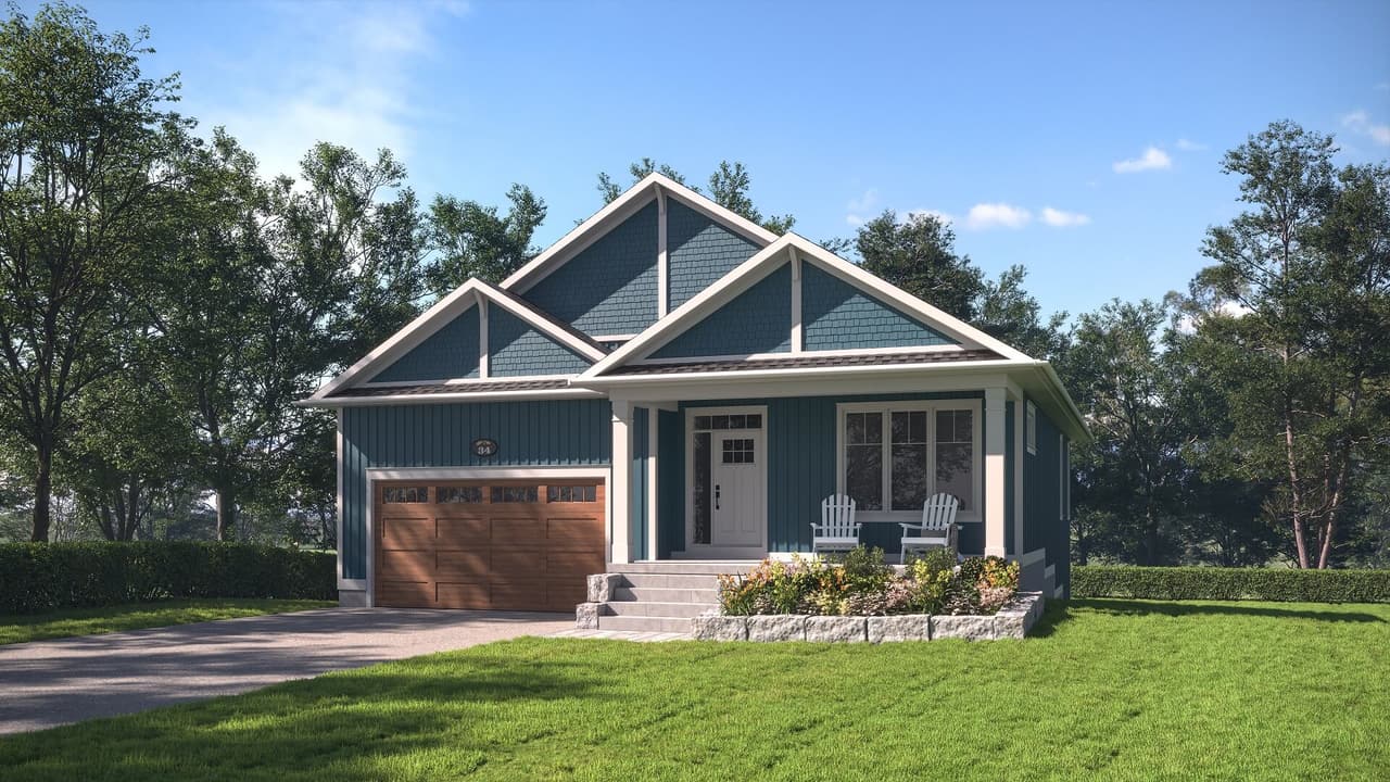 Energy-efficient Homes 3D Rendering: Bungalow Front View