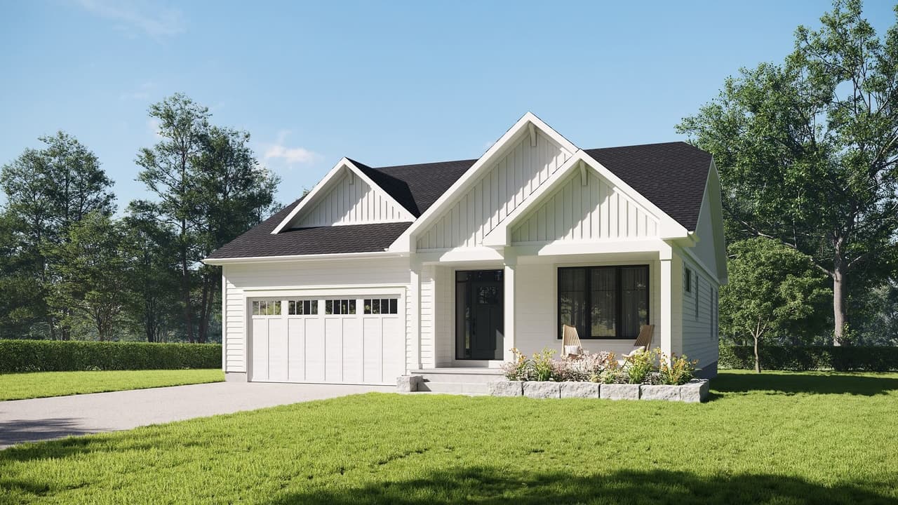 Energy-efficient Homes 3D Rendering: Sleek Bungalow