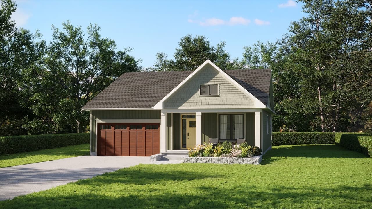 Energy-efficient Homes 3D Rendering: Bungalow Exterior Design