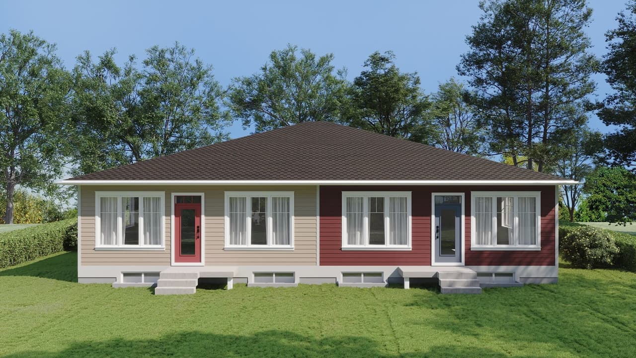 Energy-efficient Homes 3D Rendering: Semi-detached Bungalow