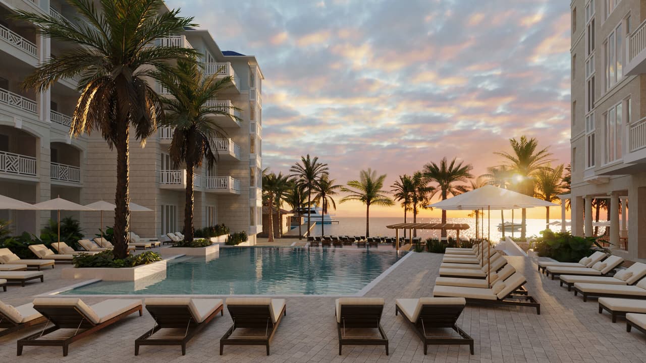 Resort exterior pool view
