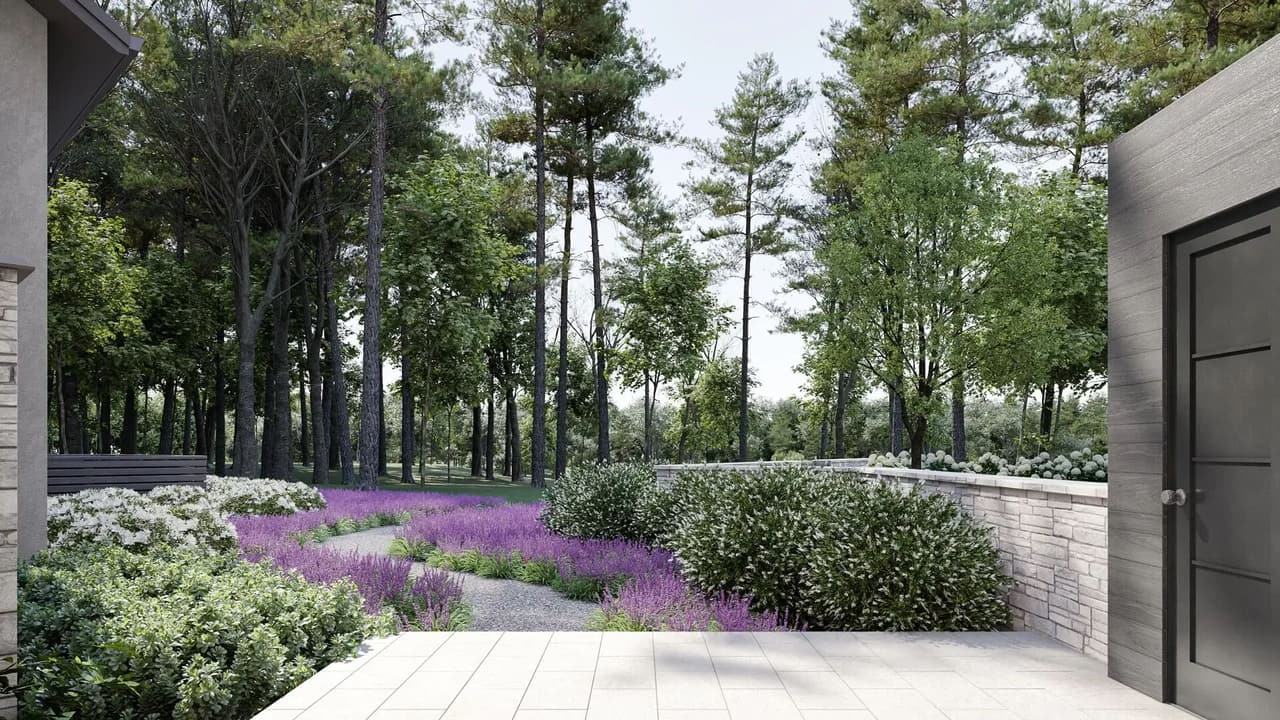 Landscape architecture rendering — villa Georgia garden CGI