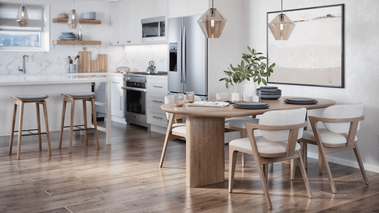 Kitchen rendering — modern open-plan San Diego real estate CGI