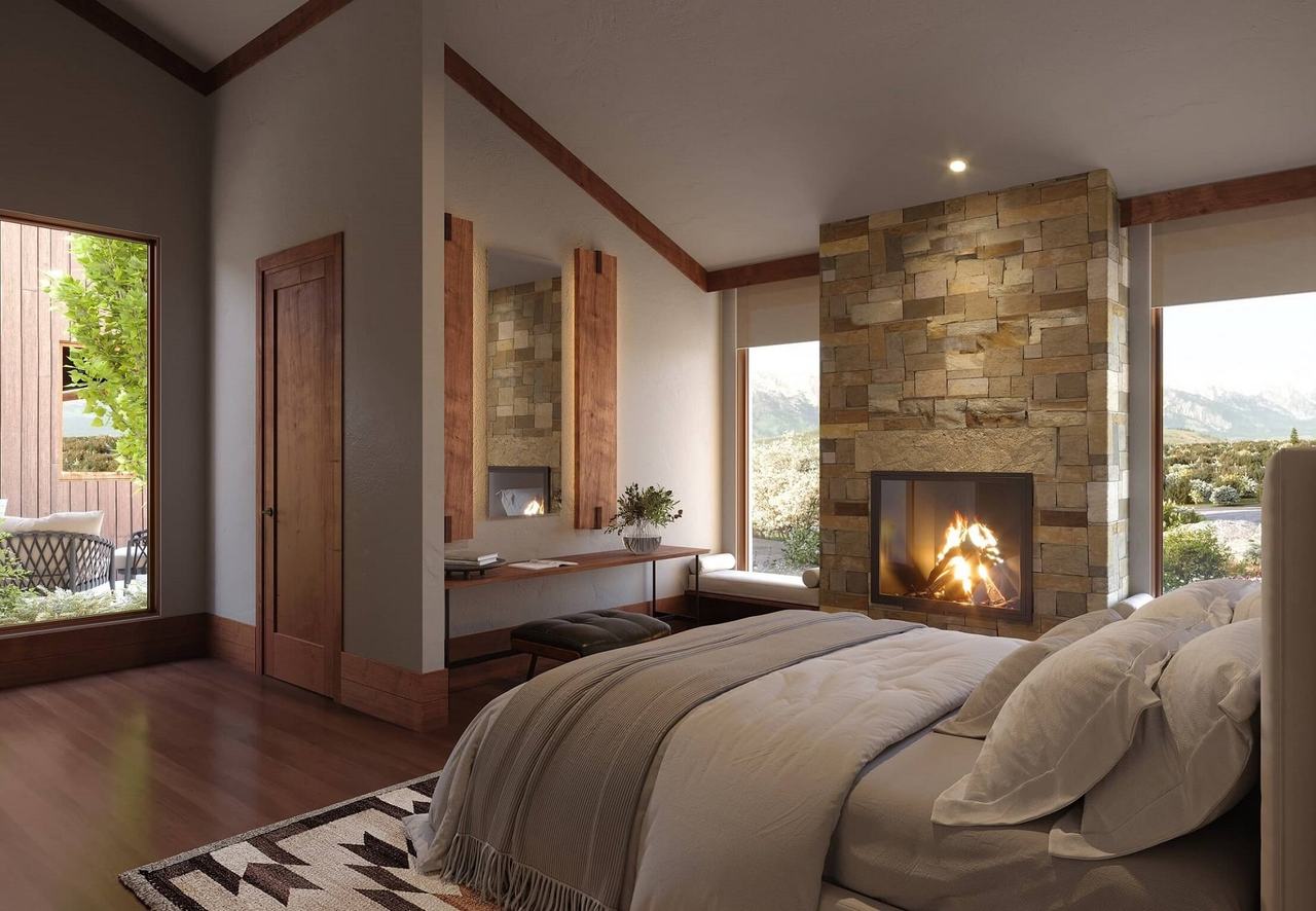 3D bedroom design — Wyoming Amangani resort CGI