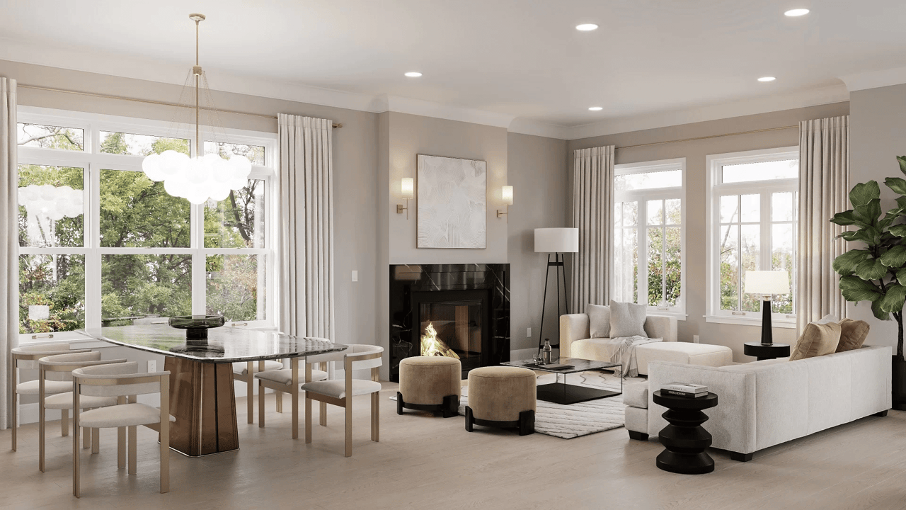 Living room render — contemporary Chicago CGI