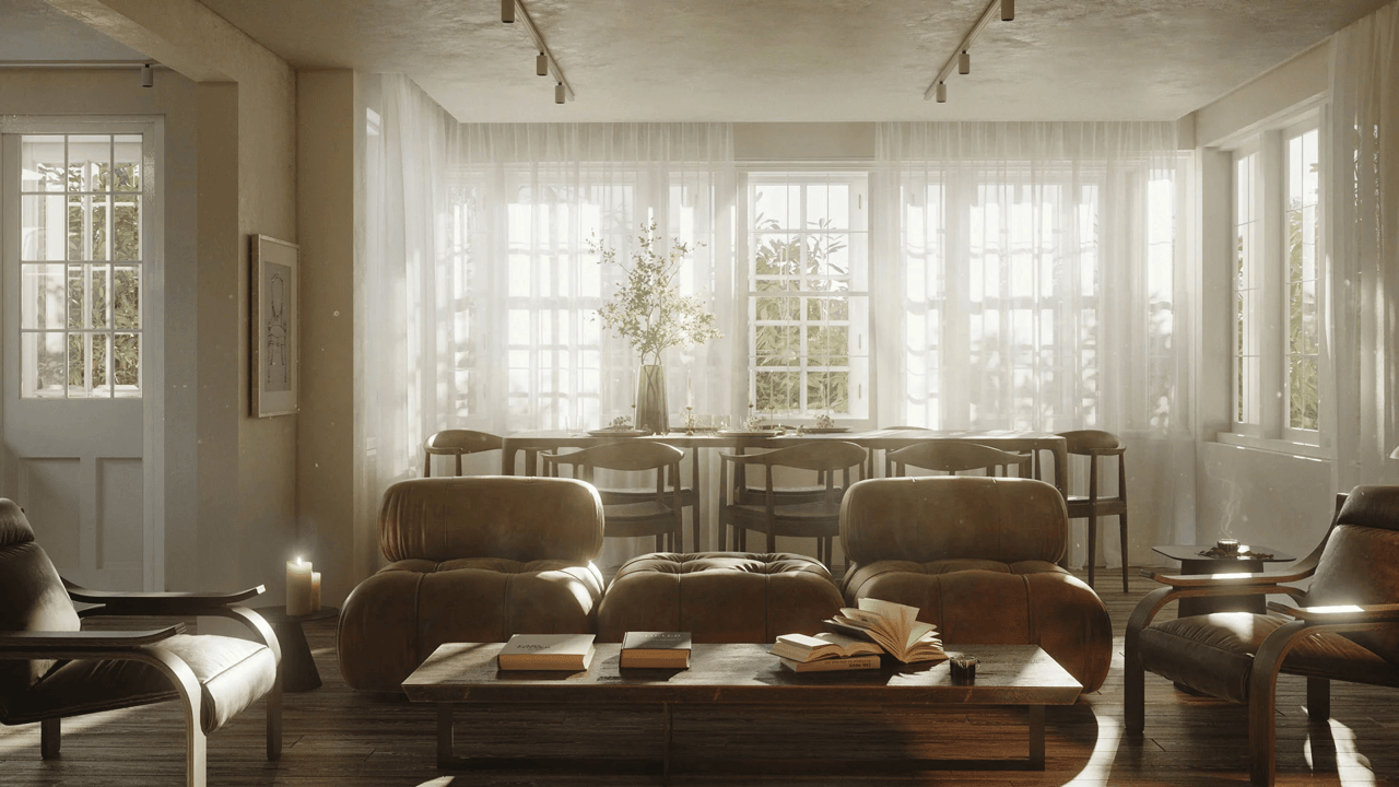 Living room render — New York fairy-tale interior CGI