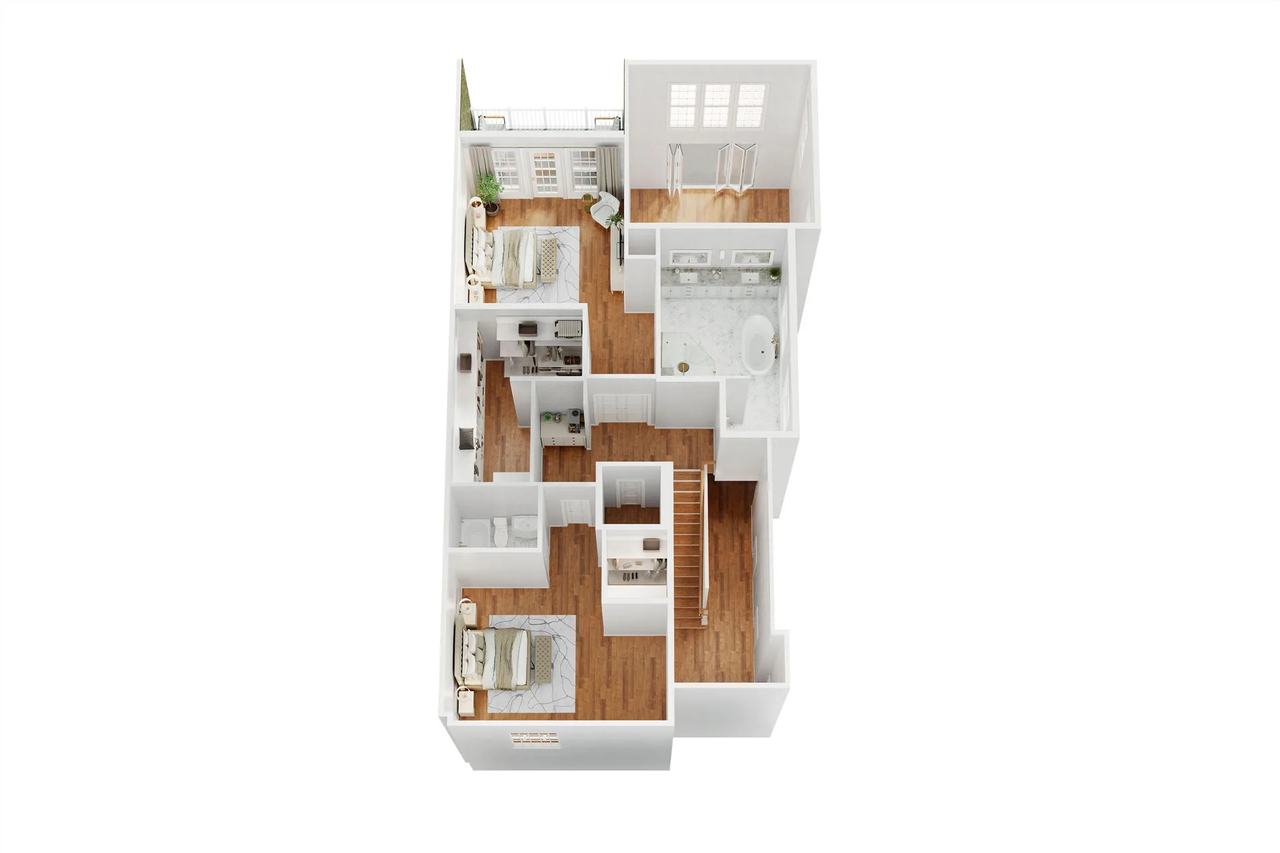 3D floor plan services for second-floor bedrooms and bathrooms, Indian Hills Preserve, Long Island NY