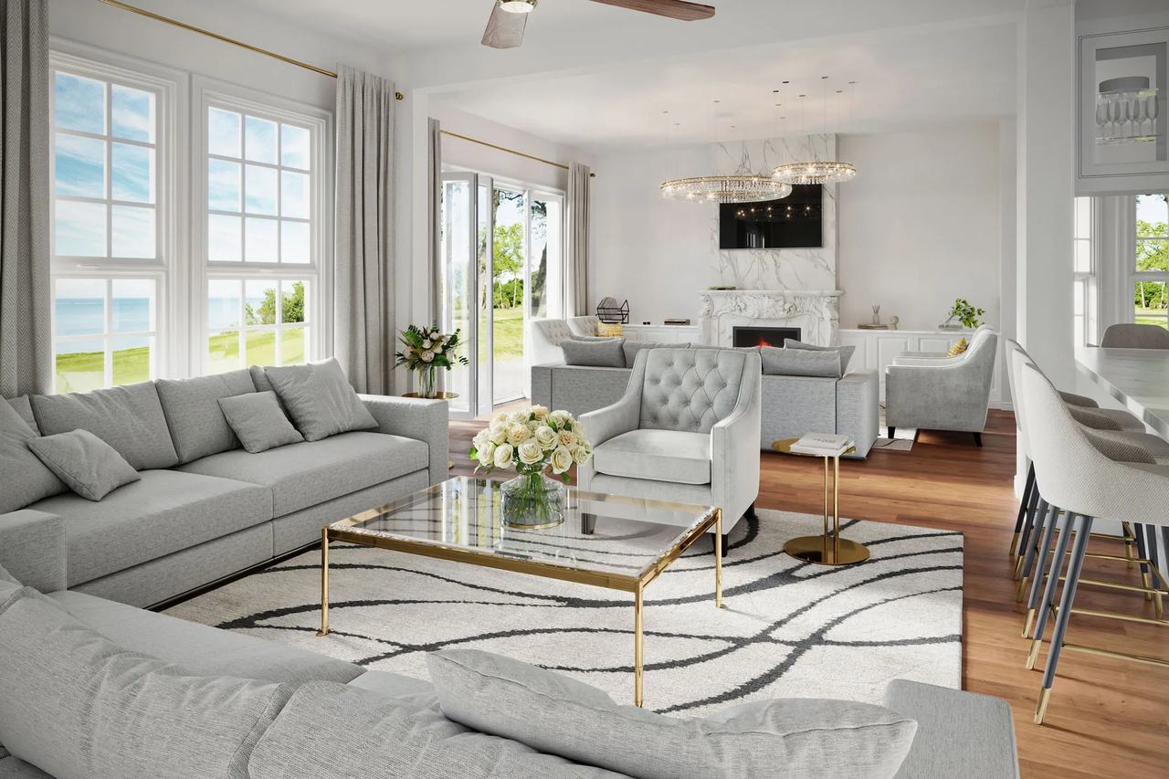 3D rendering new york indian hills living room