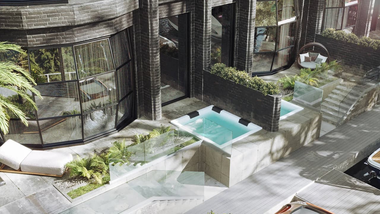 Hotel 3D rendering condominium private plunge pool