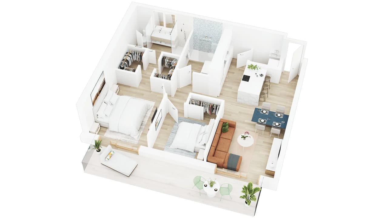 Hotel floor plan visualization — residential unit at One GT, George Town