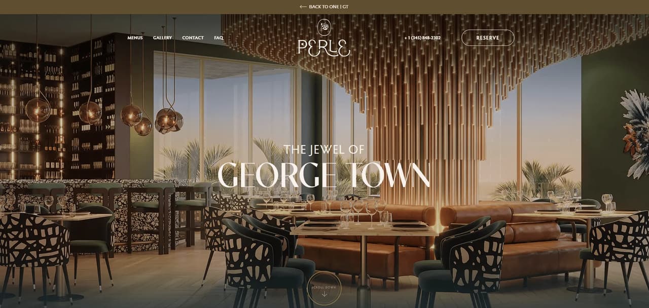 One GT Hotel 3D Visualization on the restaurant website showcasing the high-end dining experience