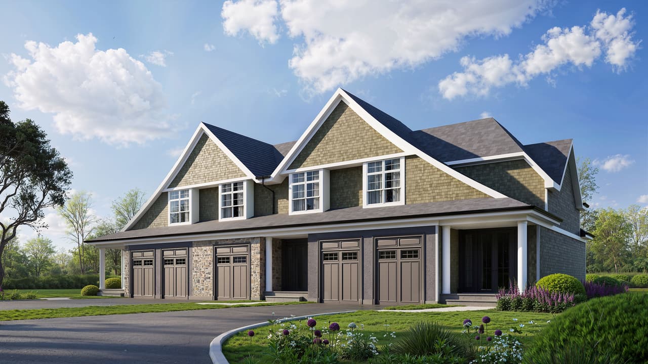 3D rendering new york indian hills townhome garages
