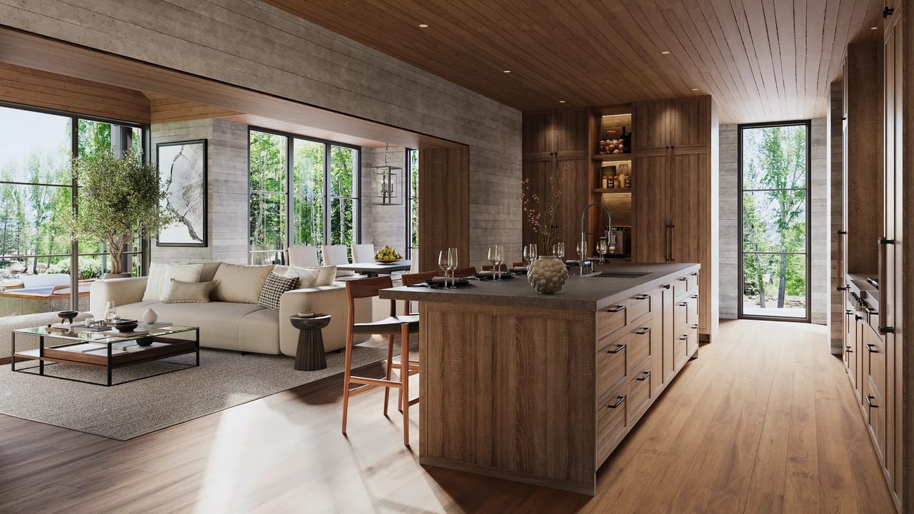 Interior 3D visualization of a dining room