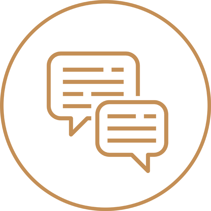 Communication icon symbolizing faster decision-making for real estate development projects enabled by 3D visualization