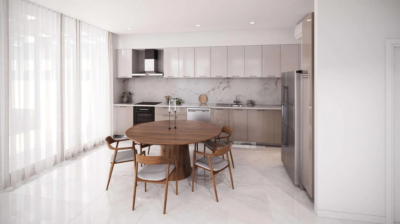 Kitchen interior 3D visualization in a single family house