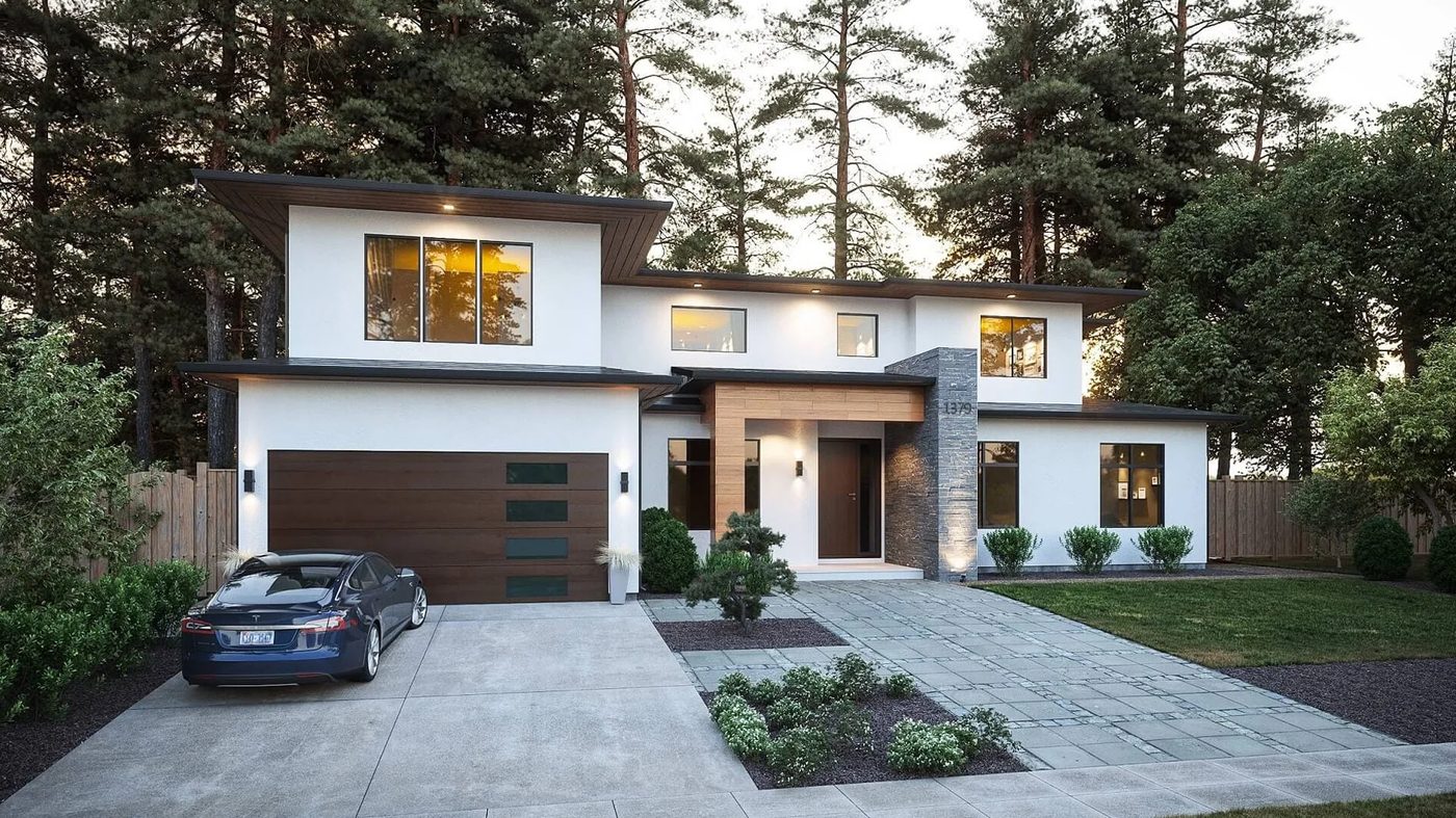 Hero shot rendering of a family house exterior