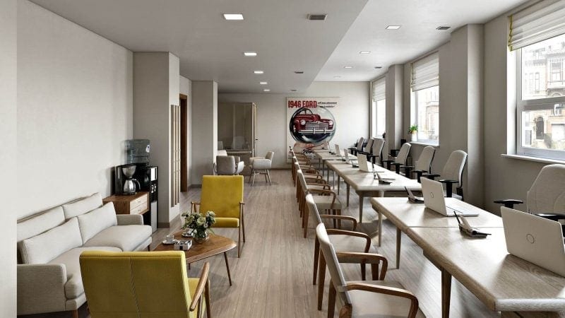 Commercial 3D rendering — office interior design CGI
