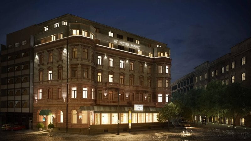 Commercial architectural rendering — historic hotel CGI
