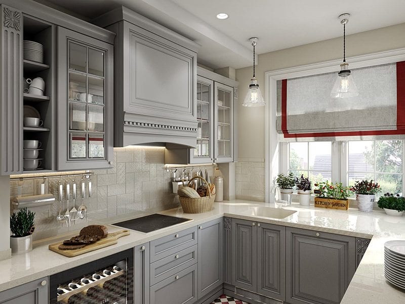 Gorgeous Design 3D Rendering For A Kitchen With Red Accents