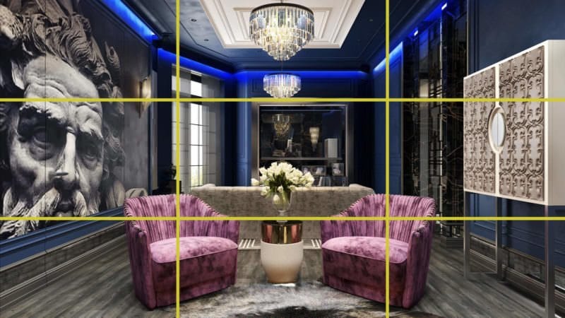 Stylish Hotel Interior Three-Dimensional Rendering Divided Into Parts