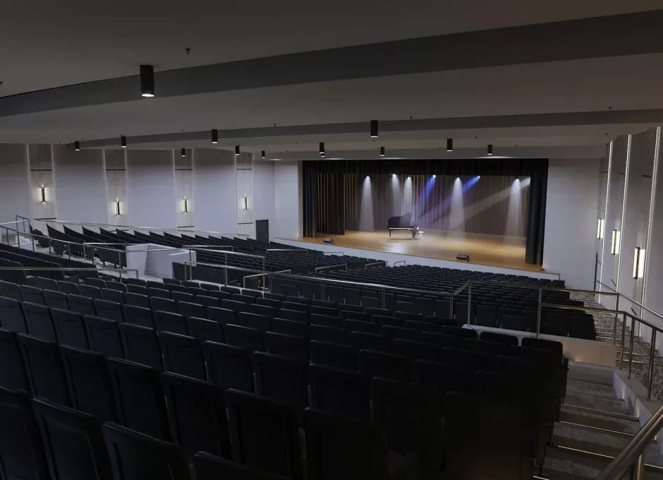 Photorealistic 3D architectural animation of a theater interior
