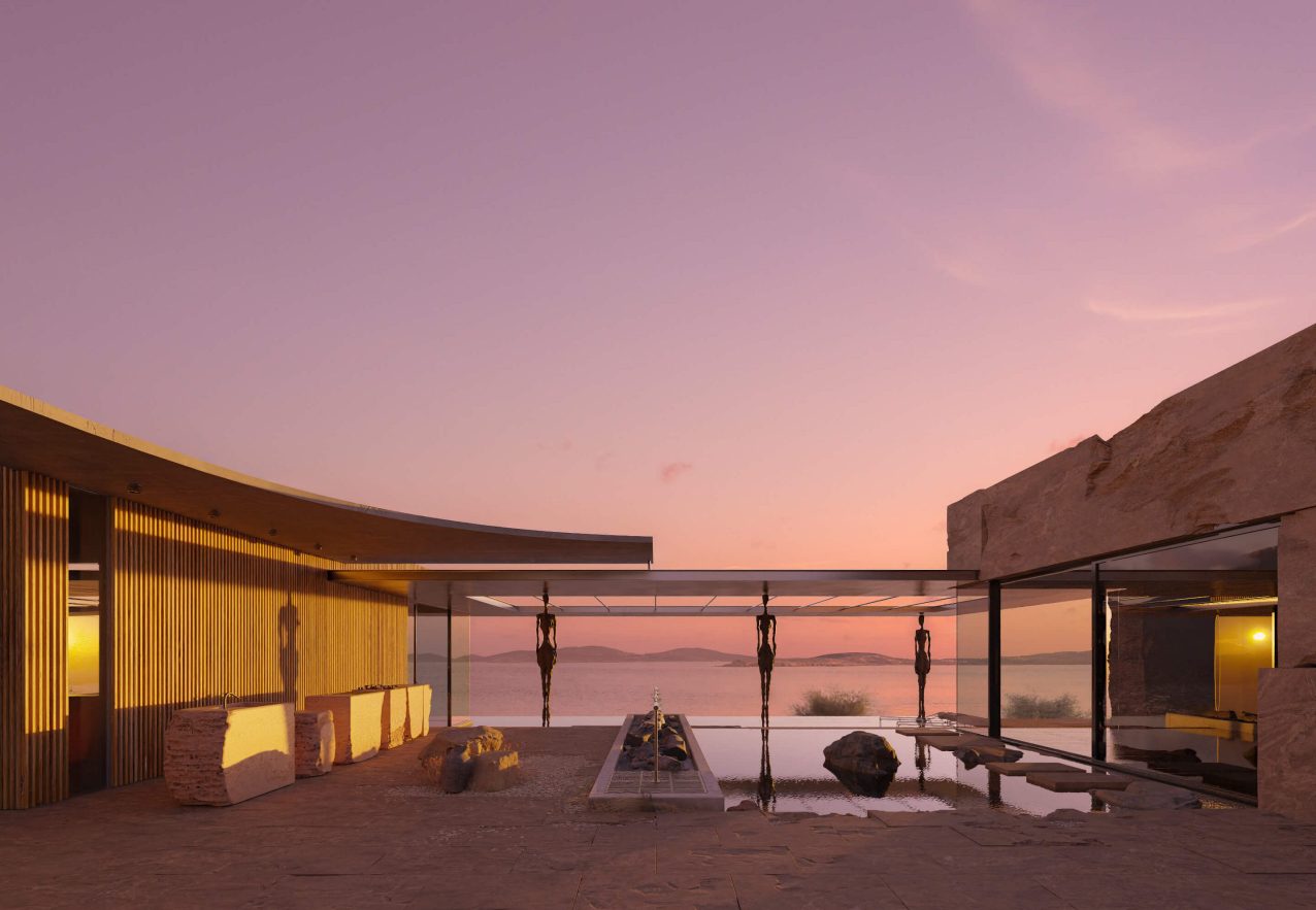 3D architectural animation — cozy house sunset CGI
