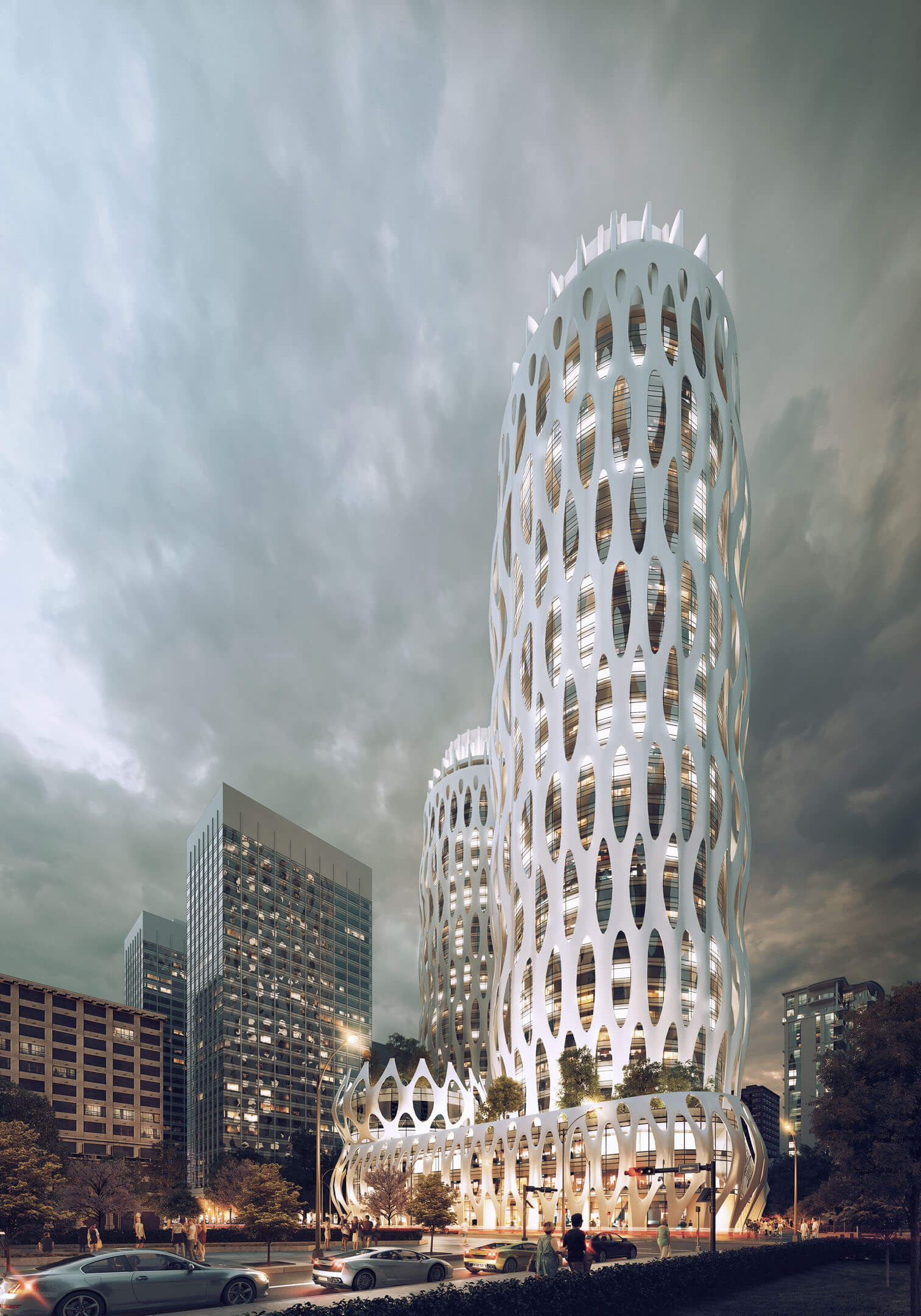 Architectural render skyscraper exterior