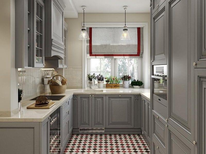 Beautiful Design Architectural 3D Rendering For A Kitchen In Gray