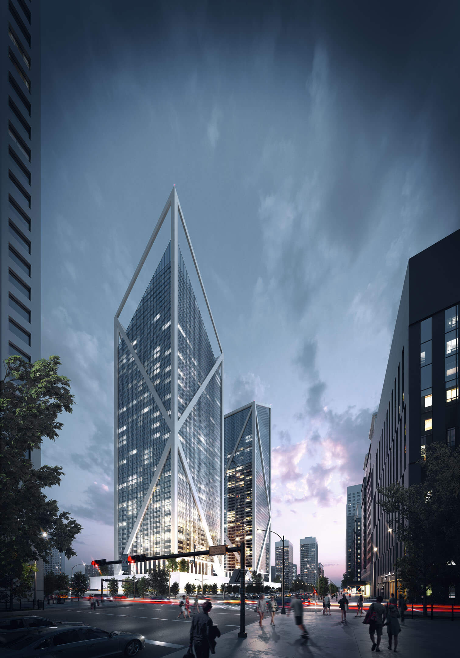 Exterior rendering skyscraper design