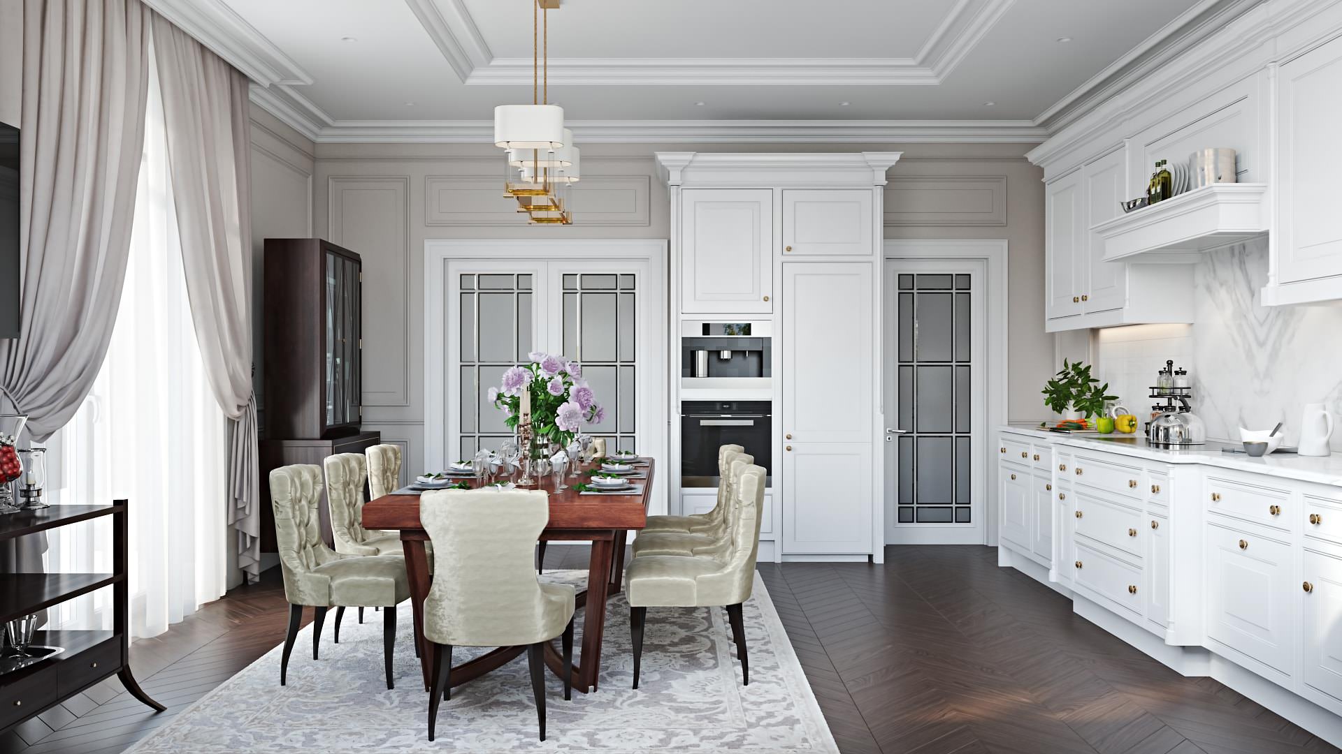 3D Design Rendering Showcasing Kitchen Interior In Pure White