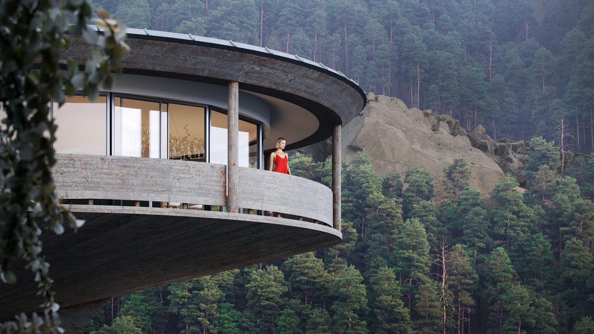 3D Rendering for a Modern Hotel Complex in the Woods