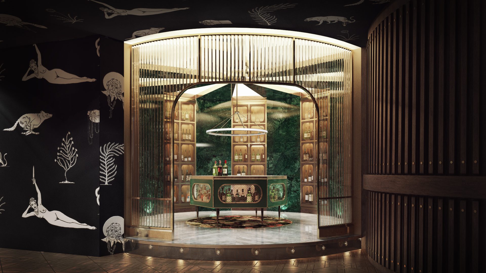 Wine Room View for a Restaurant Design Project