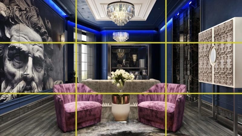 Stylish Hotel Interior Three-Dimensional Rendering Divided Into Parts