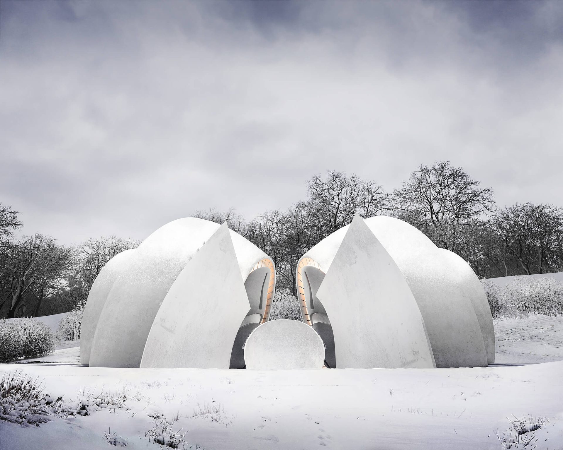Photoreal Visualization for Architectural Project in Winter