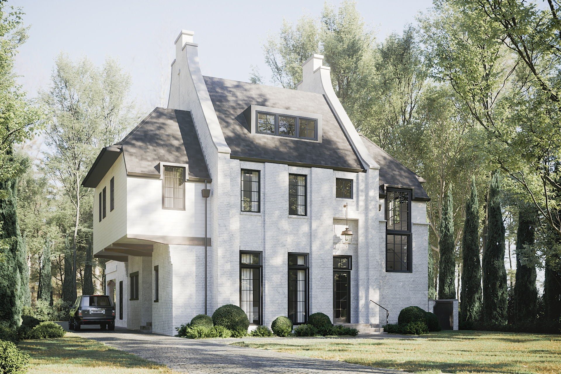 3D design renovation — modern cottage exterior CGI