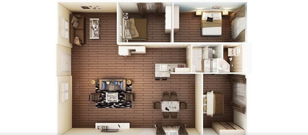 Architectural Rendering in the Form of 3D Floor Plan