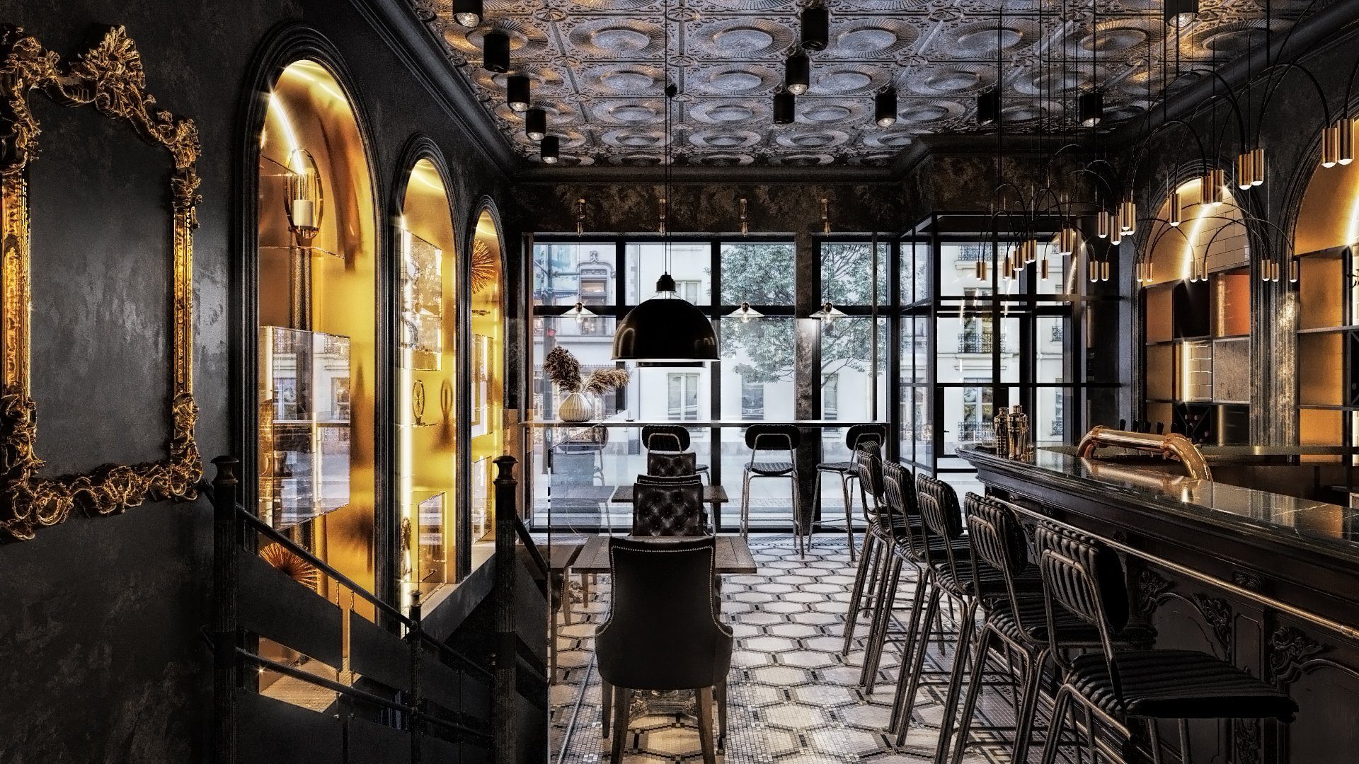 3D interior visualization — restaurant texture quality CGI