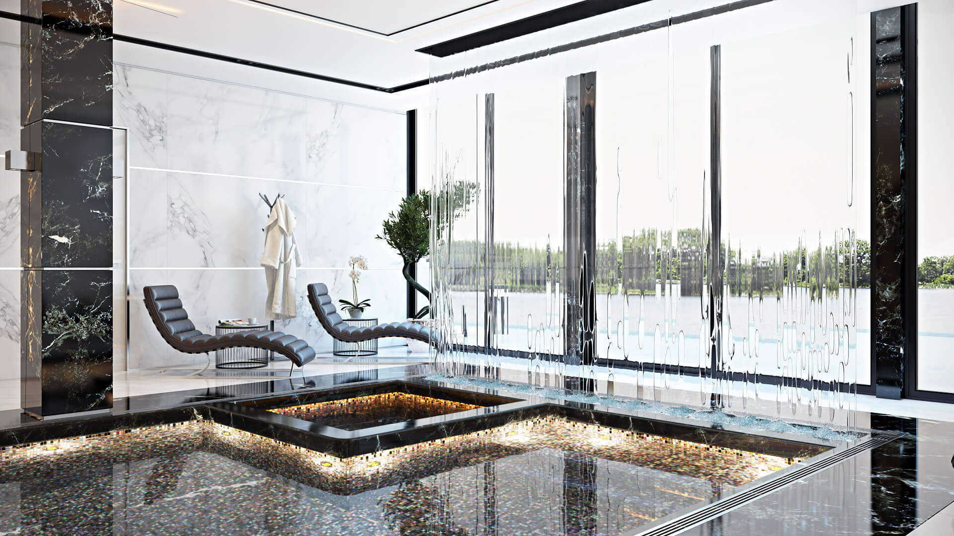 3D interior visualization — spa room lighting CGI