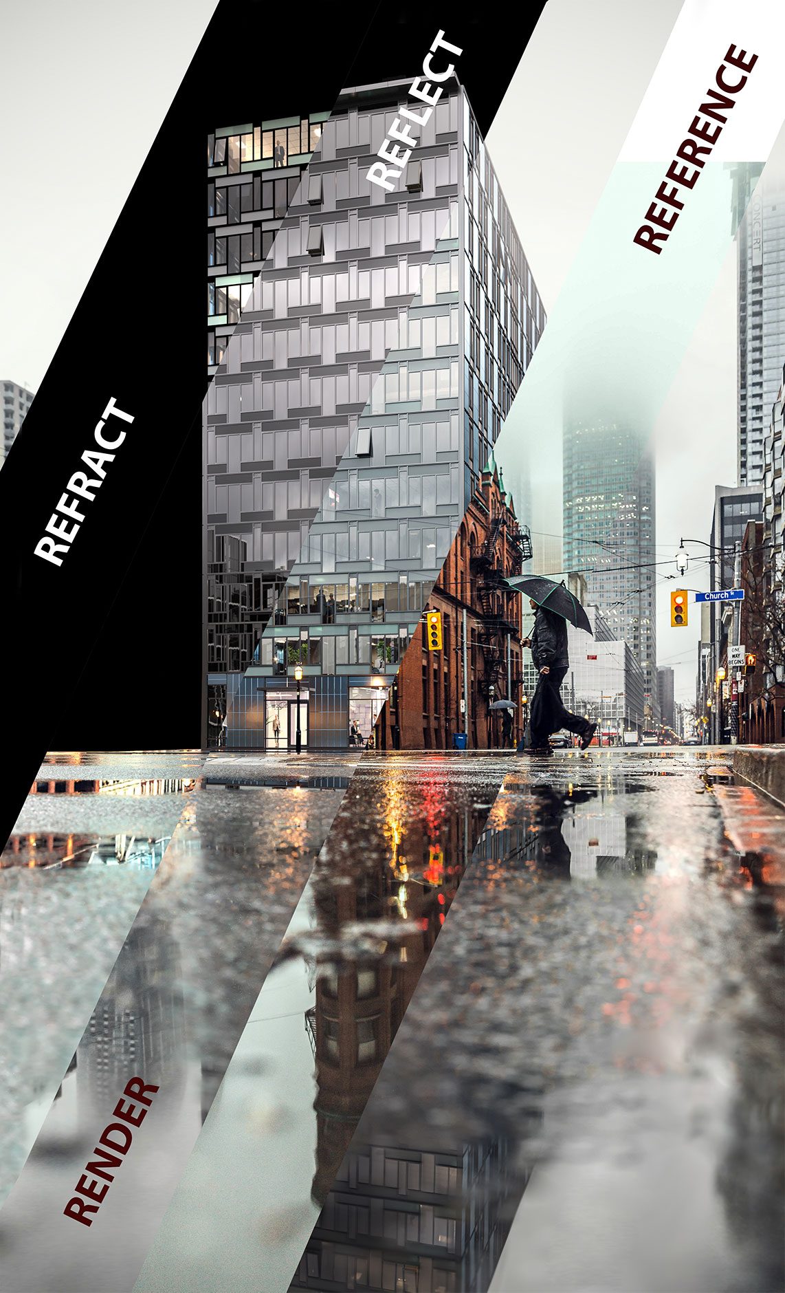 Office Building Rendering Process: Merging Photo with CGI