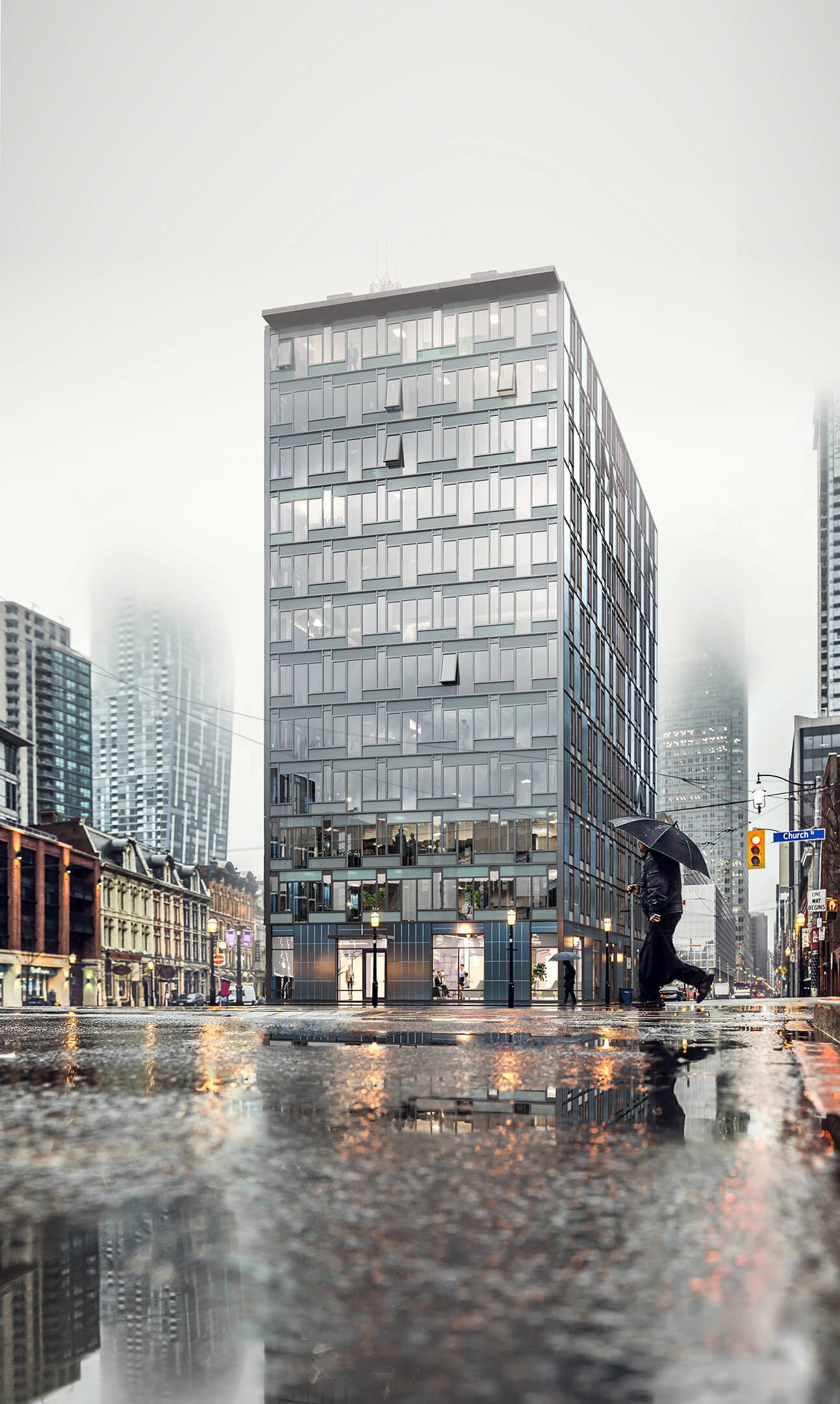 Office Building Rendering after Post-production
