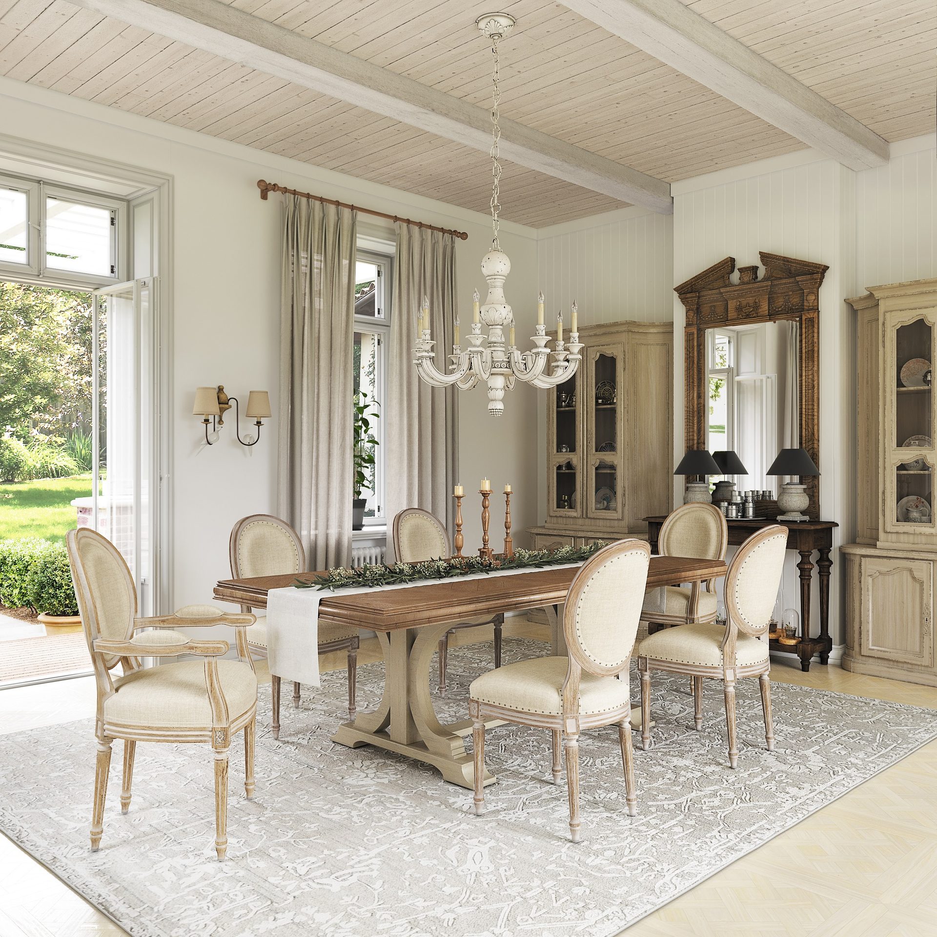 3D Visualization of a French Country-Style Dining Room
