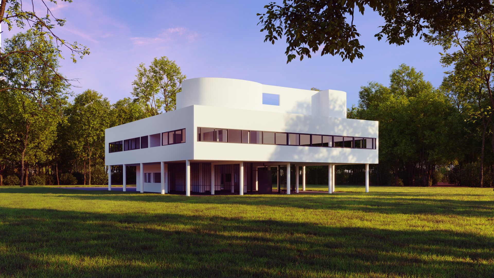 Exterior 3D visualization — sunset lighting CGI example
