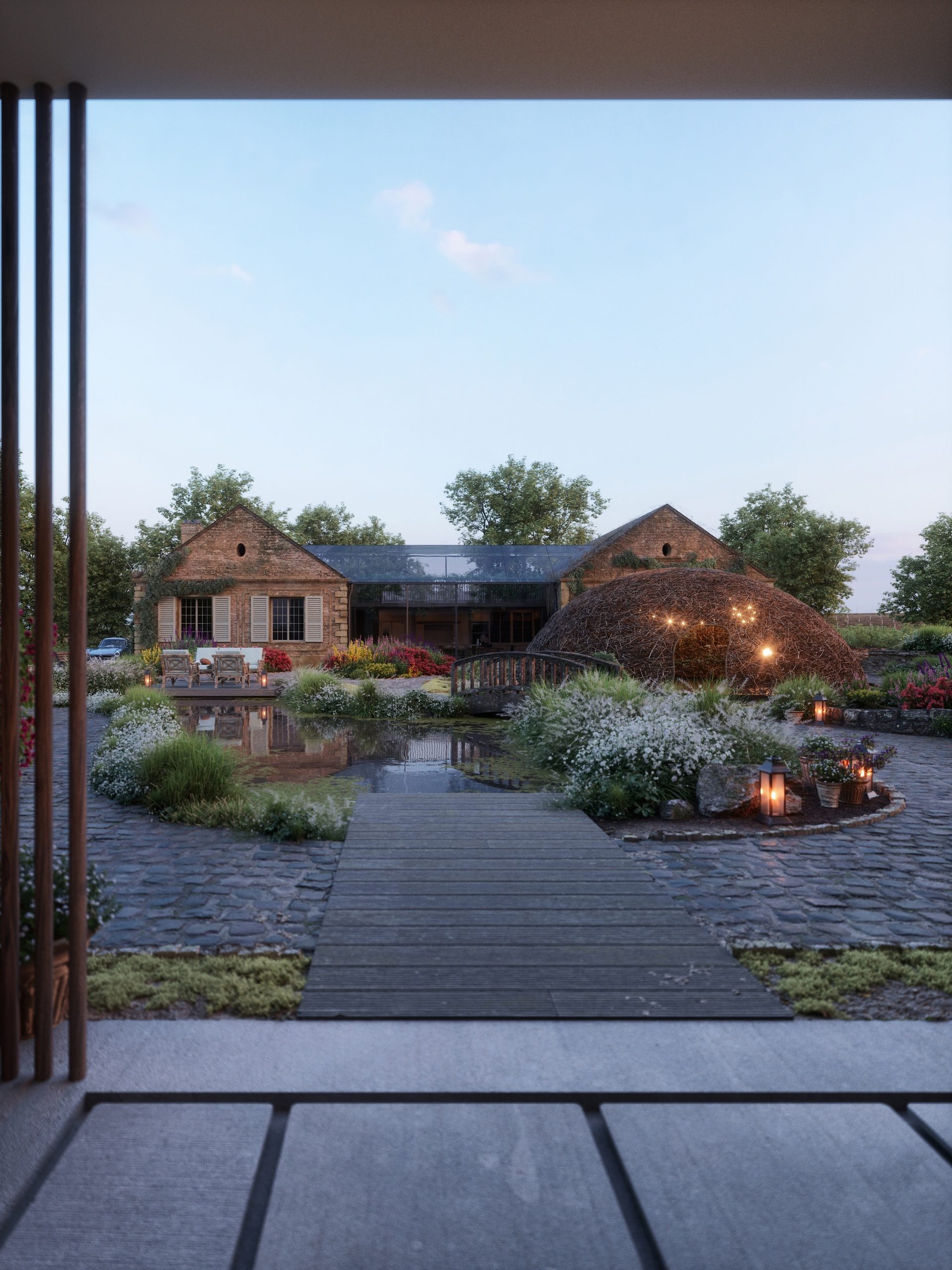 A Rural Residence Shown in 3D Architecture Renders