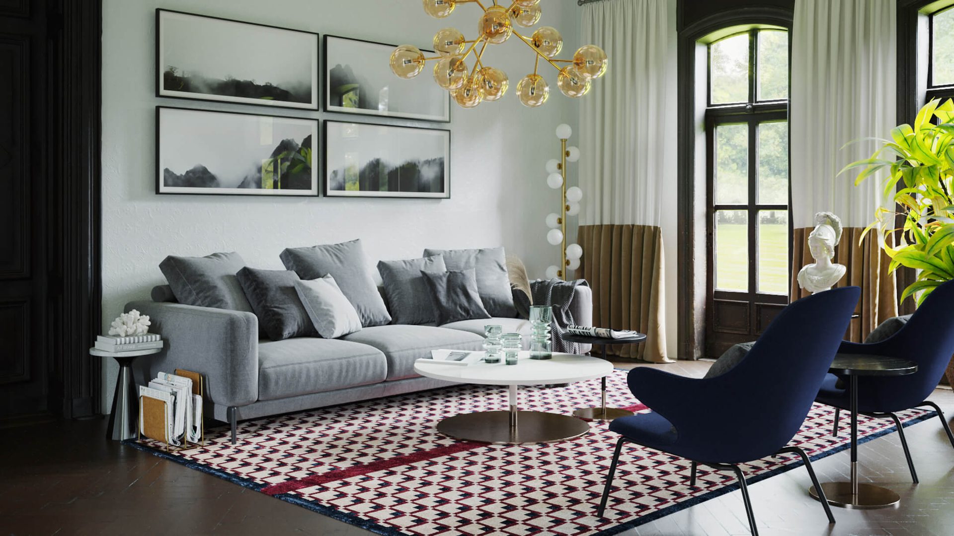 Interior rendering — medium detail level lived-in atmosphere CGI