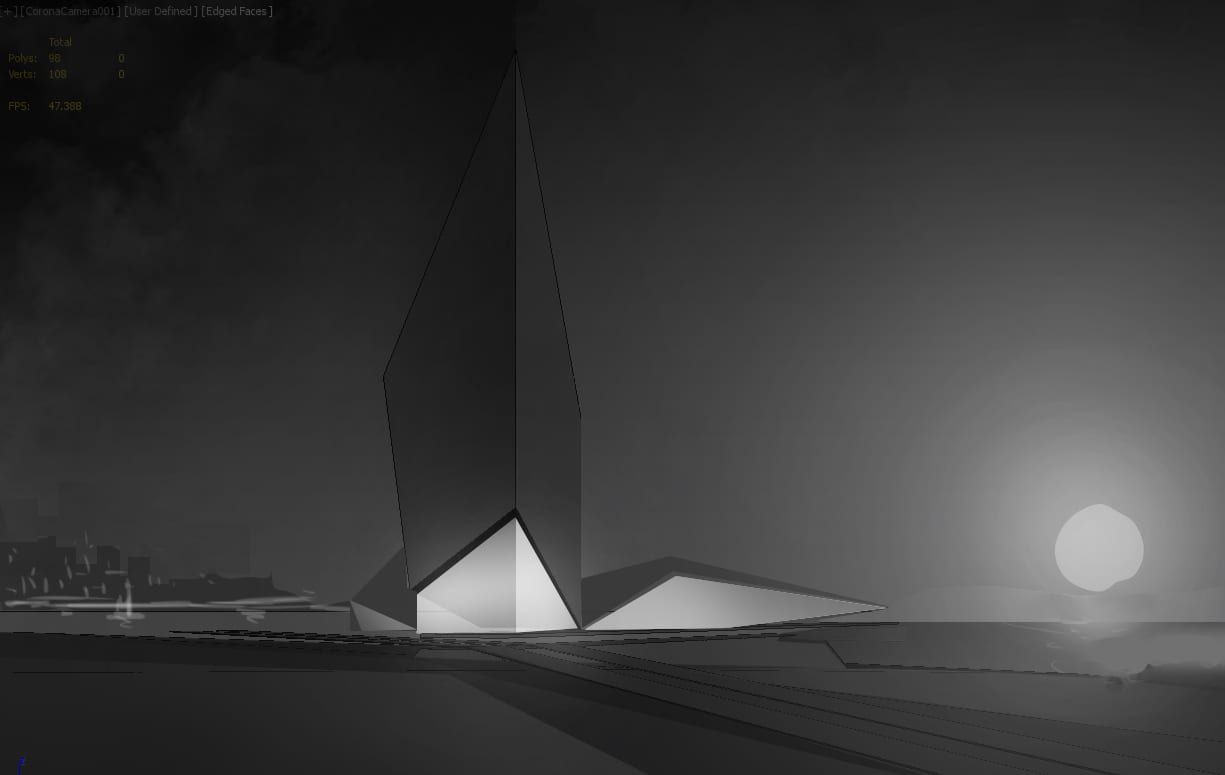 Hotel rendering concept sketch — first version