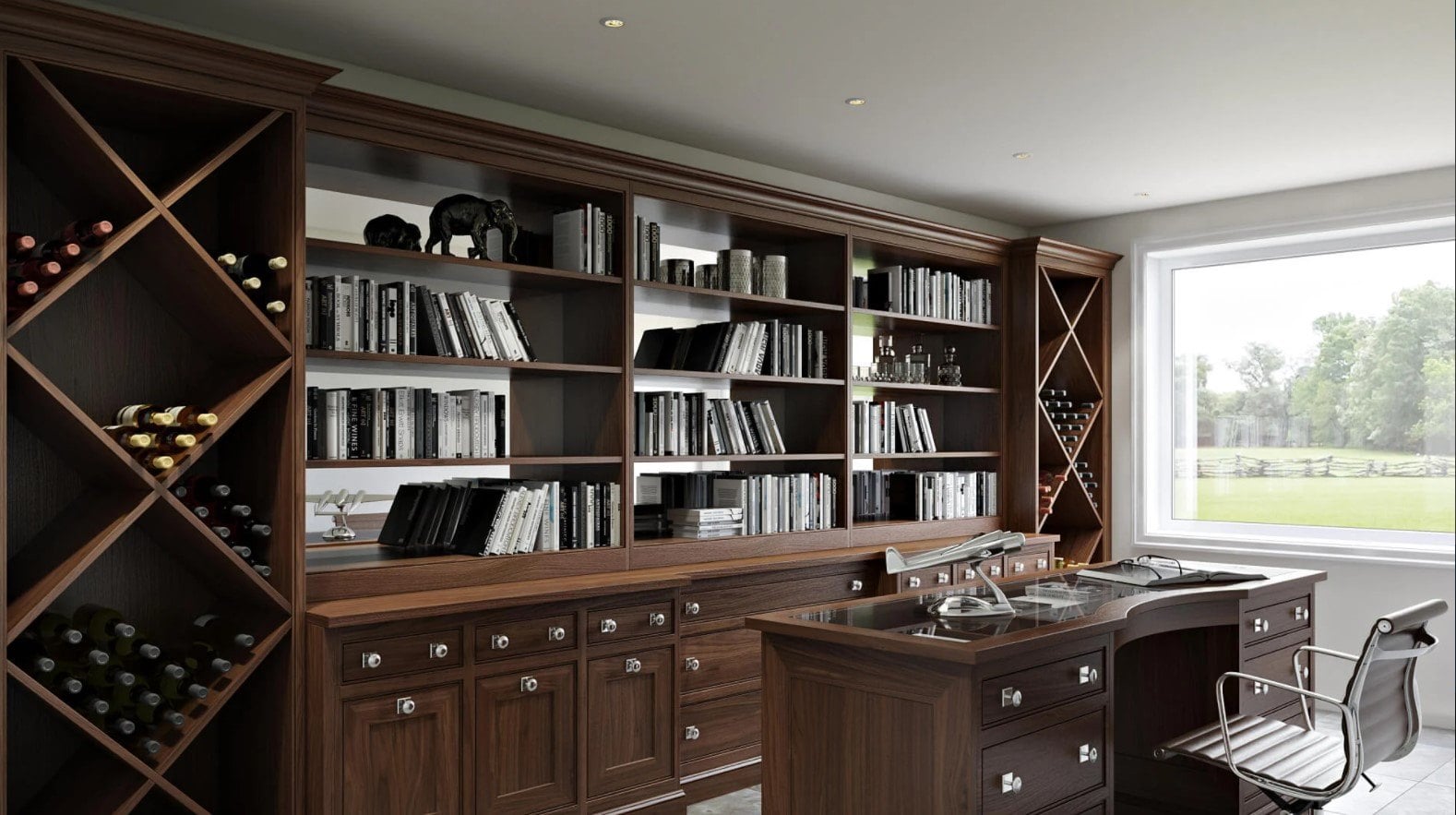 Office 3D Rendering: a Room with a Library