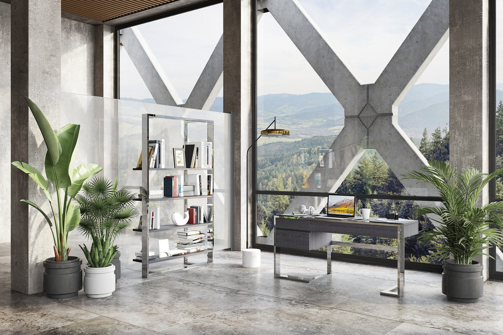 Office 3D rendering — stylish home workplace CGI example